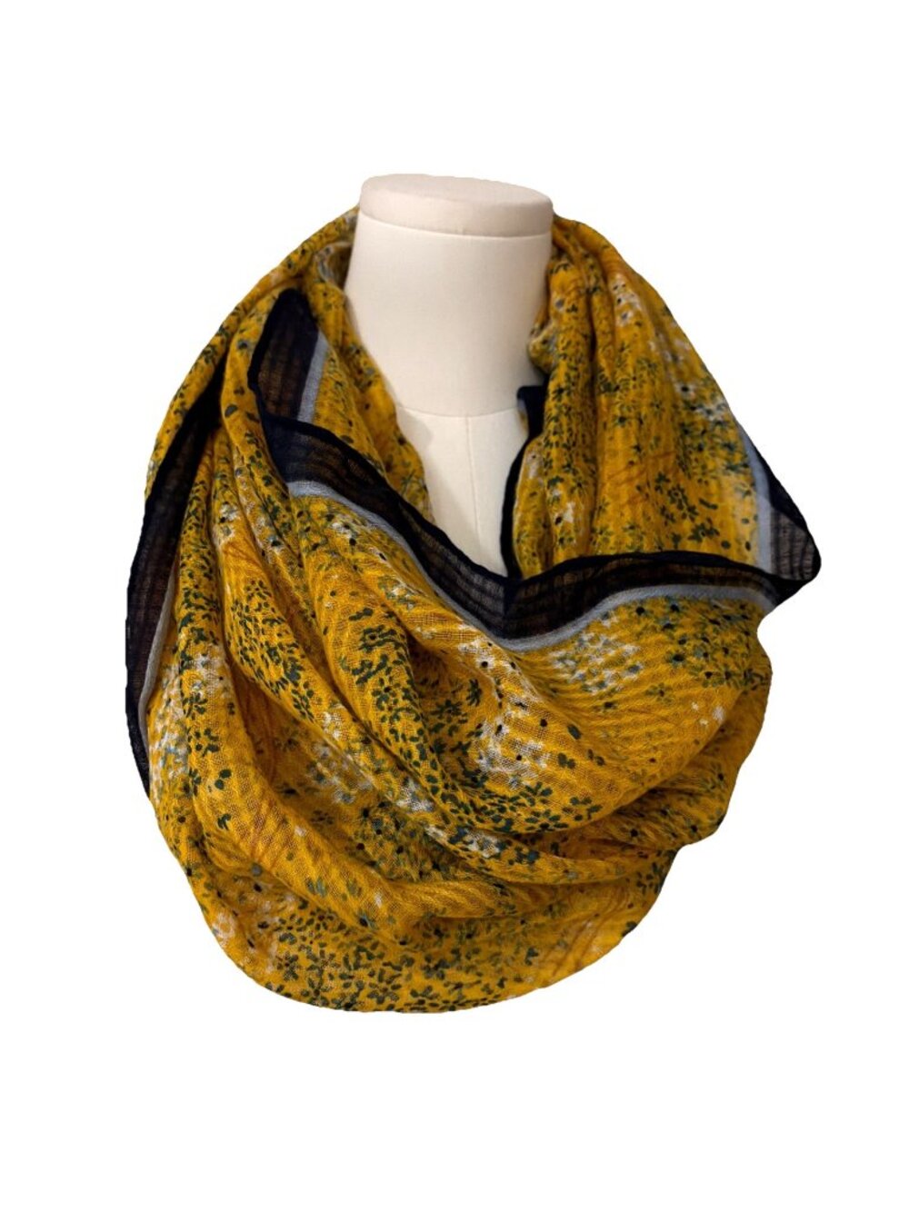 Anne Taylor Loft Vibrant Floral Infinity Scarf 28X72 Yellow Colorful Lightweight